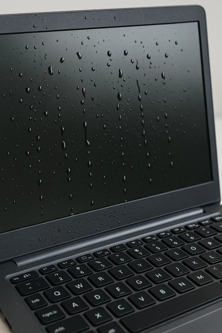water droplets on the screen